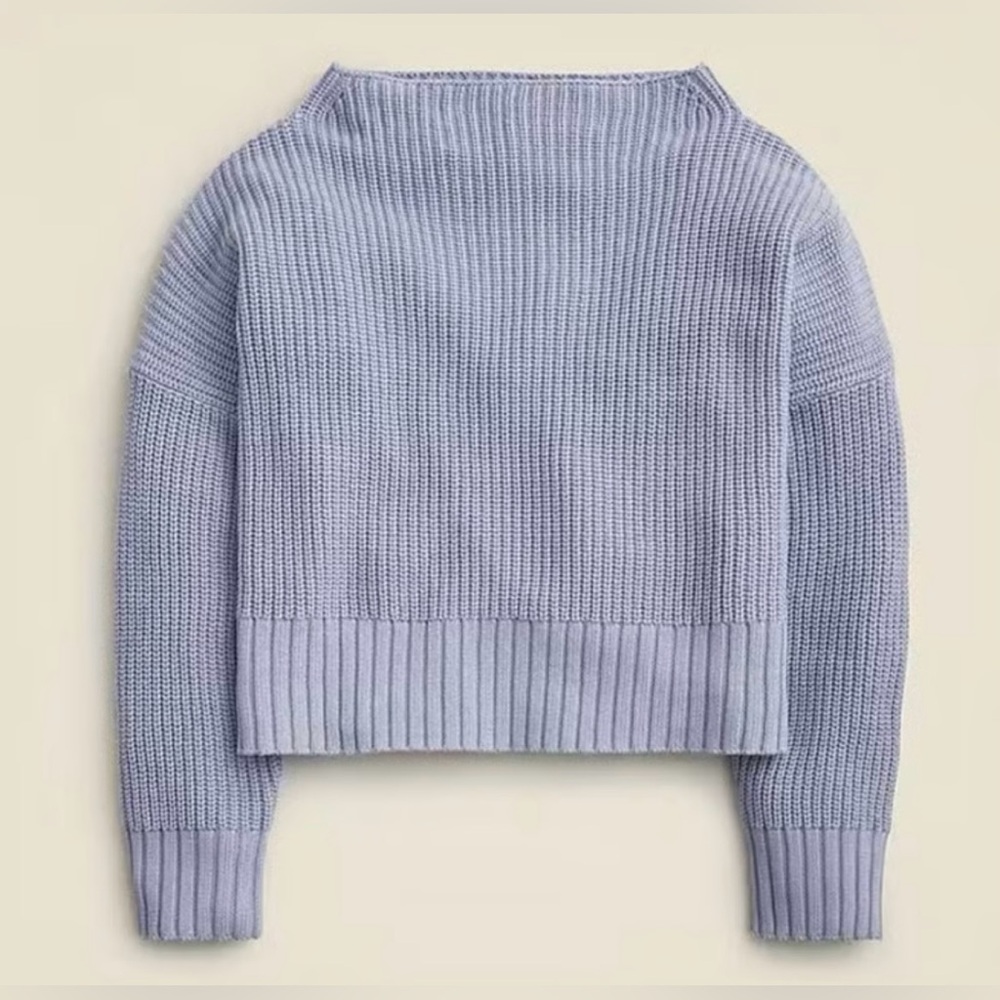 J.Crew Ribbed funnelneck sweater in linen-cotton blend in lavender